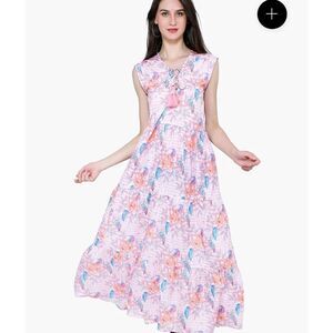 NWT AMERICA & BEYOND Hummingbird Print Maxi Dress M